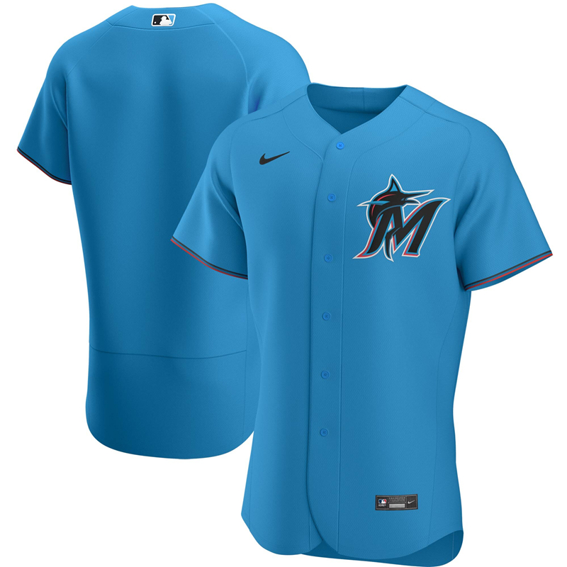 2020 MLB Men Miami Marlins Nike Blue Alternate 2020 Authentic Team Jersey 1->oakland raiders->NFL Jersey